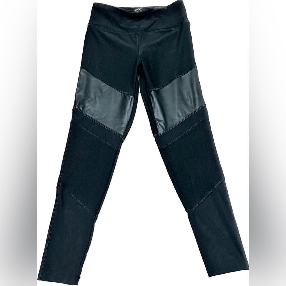 Vogo Leggings Size Small Sheer/Faux Leather Accents